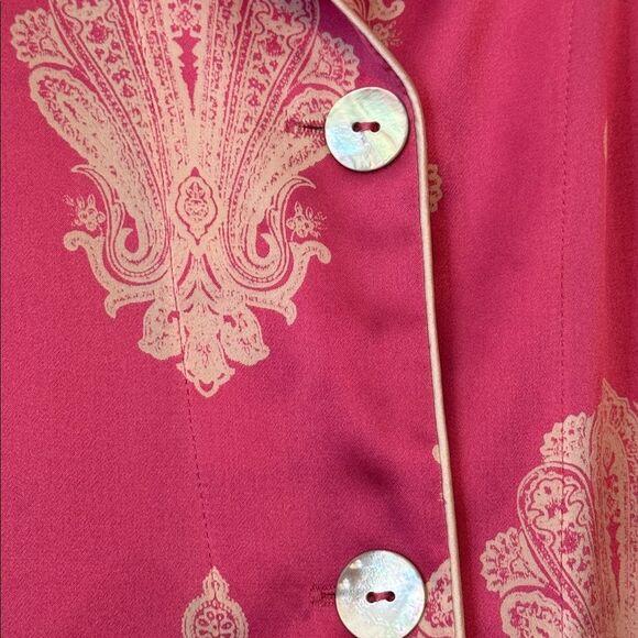 BEDHEAD PAJAMAS 100% Silk Pink & White Paisley Long Sleeve Matching Pajama Set - Picture 5 of 14